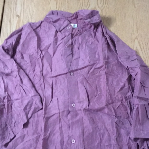 Mens 100% Silk Button-Up Shirt Mauve Size XLarge - Picture 2 of 6